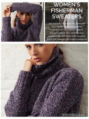 Fisherman Out of Ireland Merino Wool/Silk/Cashmere roll neck sweater size small